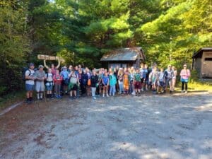 School group at the Flagstaff Lake Hut Trailhead