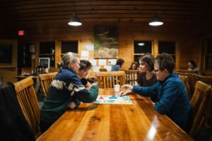 Inside the main room of Poplar Stream Hut